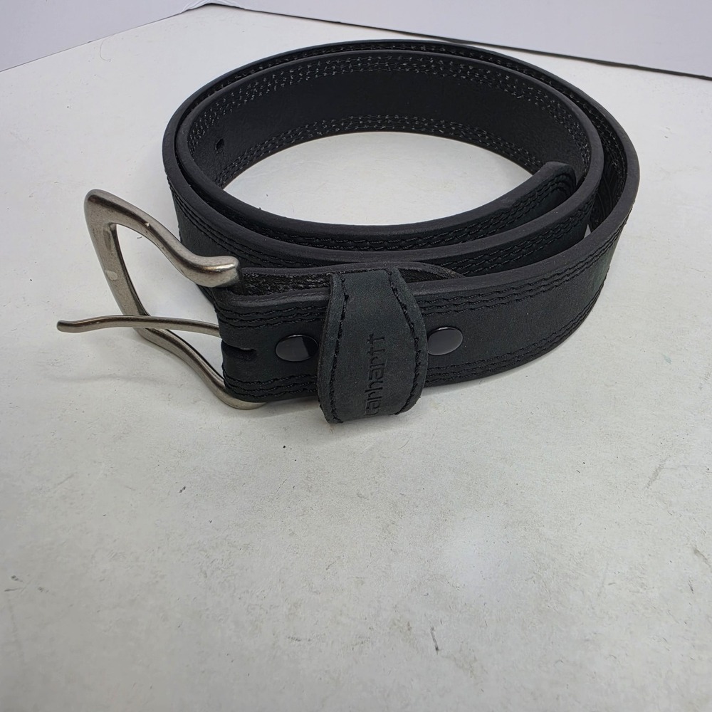 Carhartt Belt Grayish Black Top Grain Leather Size 34 Measures 40"